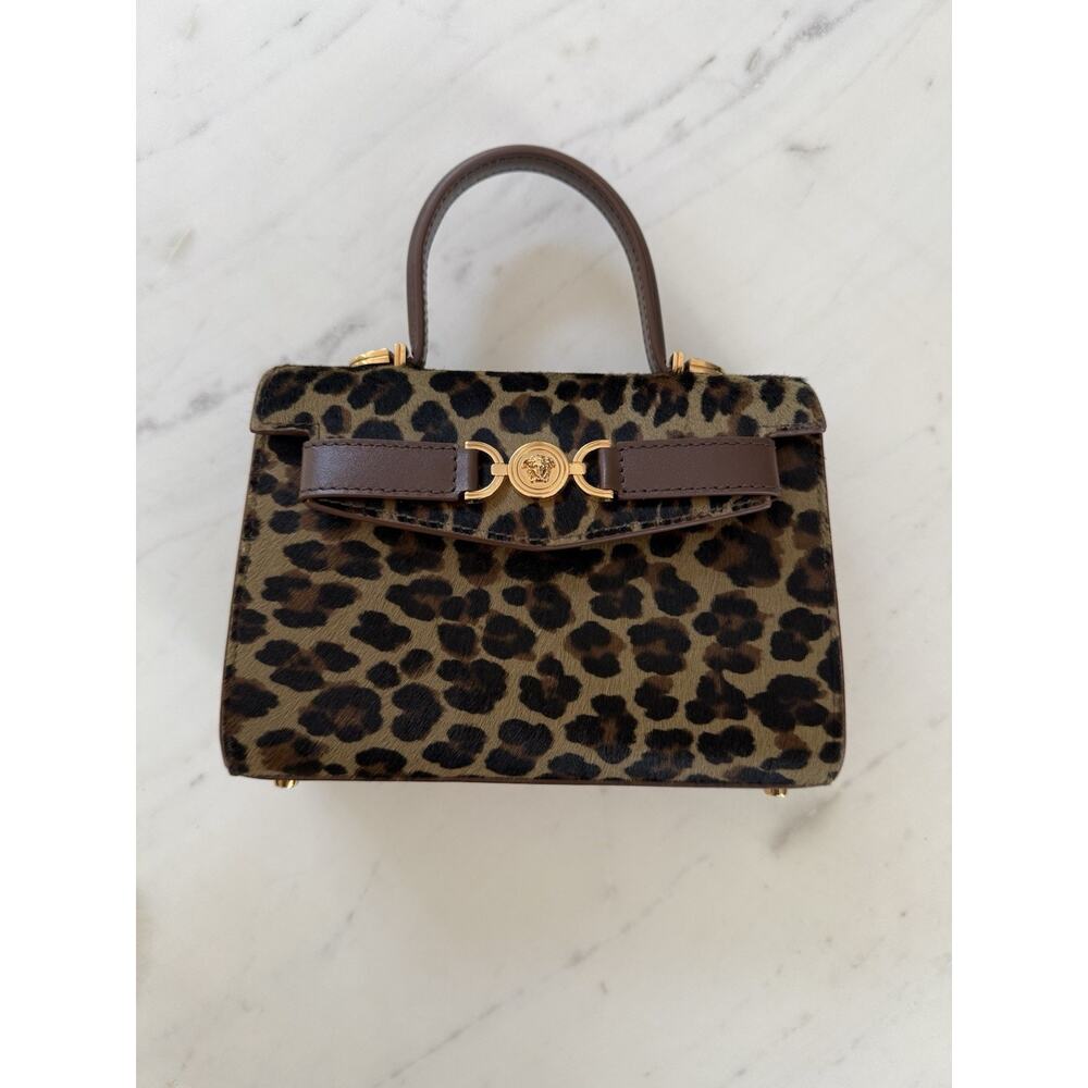 VERSACE Medusa Plaque Leopard Printed Top HANDLE Bag $ 2800 Retail - Picture 5 of 16